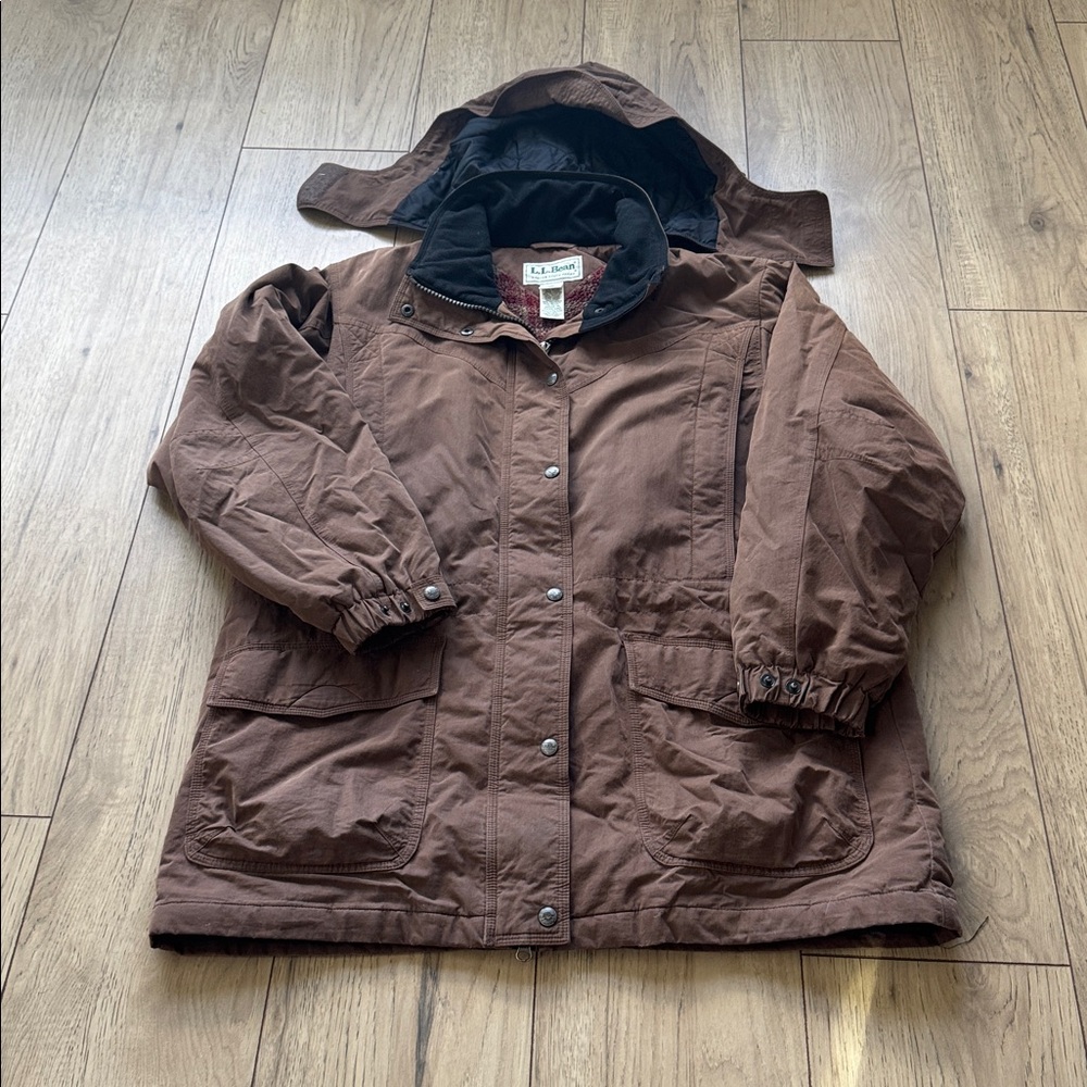 Vintage L.L. Bean Brown Baxter State Parka with Detachable Hood Women’s Large - Picture 3 of 11